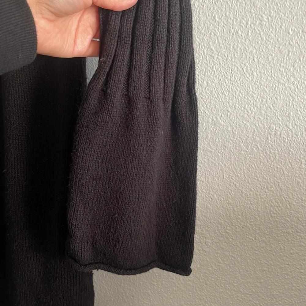 Style & Co Leopard Faux Fur Collar Flare Cuff Black Knit Long Cardigan Size M - Picture 4 of 5